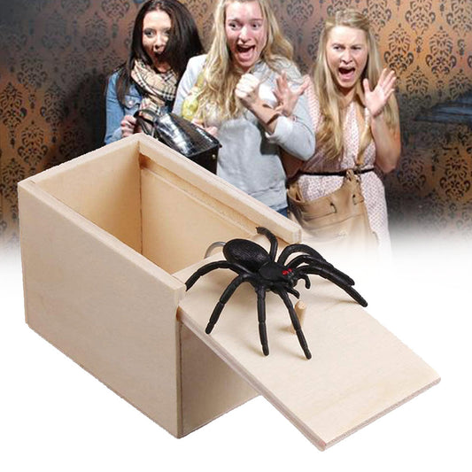 Broma de araña de madera, caja de miedo, juego de broma, sorpresa realista, Día de los inocentes, juguetes divertidos y novedosos, regalos prácticos