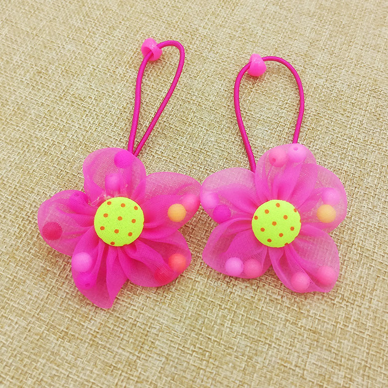 Chiffon Flower Beads Buckle Children's Head Ornaments Rubber Band Hair Ring