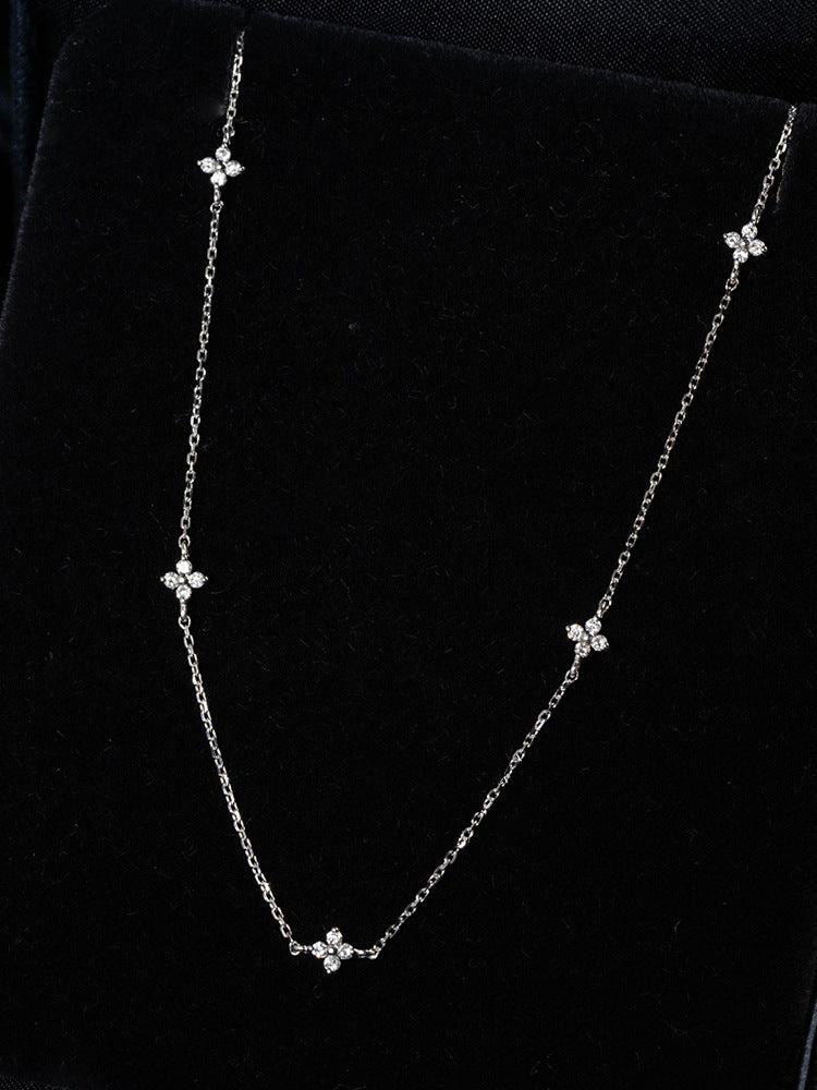 S925 Sterling Silver Plated 18K Gold Light Luxury Star Elegance High-grade Starry Clavicle Chain