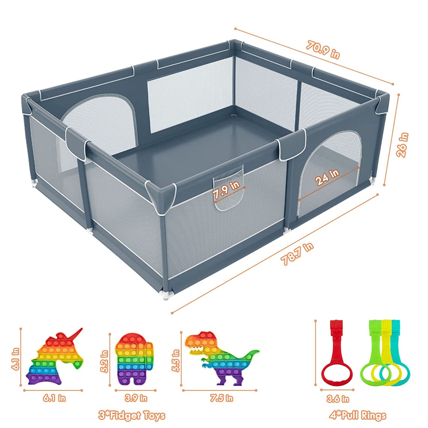 Parque para bebés y niños pequeños, patio de juegos para bebés con puerta para espacio limitado, valla para bebés de 47x47x26 con malla transpirable, centro de actividades de seguridad para interiores y exteriores