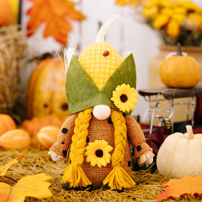 Thanksgiving Decorations Creative Harvest Season Corn Head Rudolf Doll Sunflower