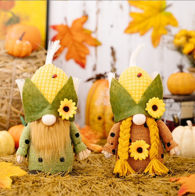 Thanksgiving Decorations Creative Harvest Season Corn Head Rudolf Doll Sunflower