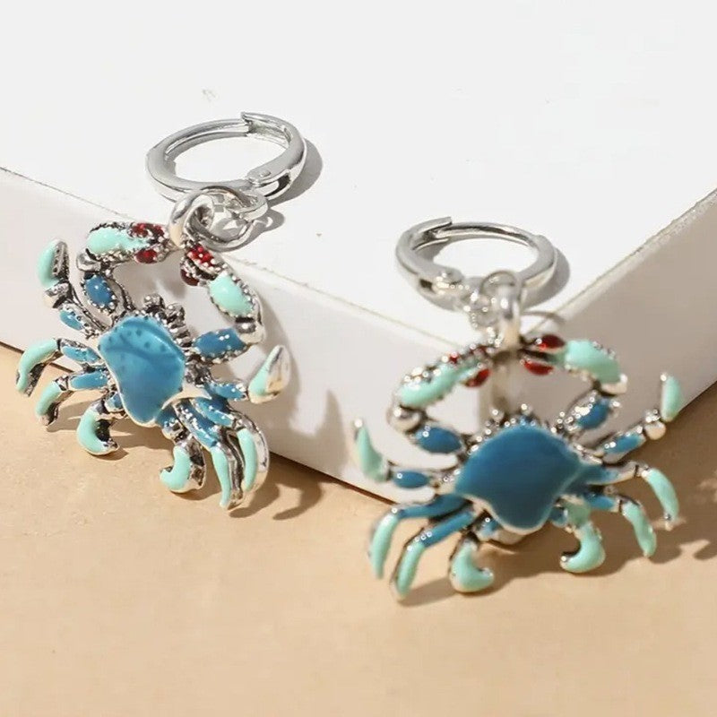 Women Earrings Elegant Crab Shape Earrings Glossy Metal Dangle Earring Crab Shape Drop Earring Party Hook Earrings Jewelry