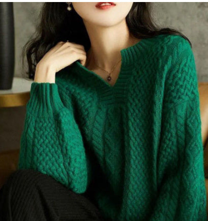 Emerald retro lazy sweater