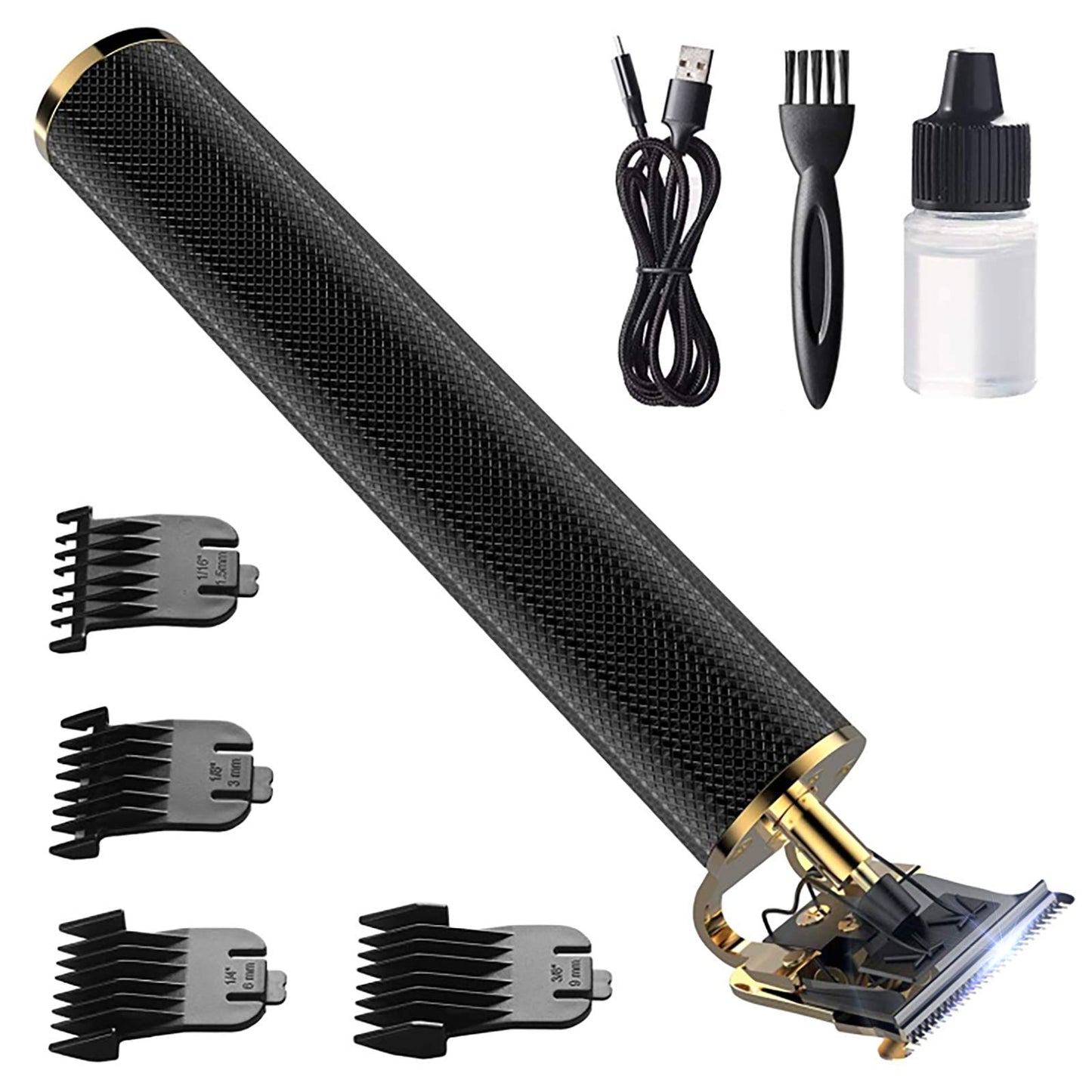 Cortapelos para hombres, cortapelos profesional Outliner inalámbrico, recortador de barba para hombres, kit de corte de pelo inalámbrico para barberos, recargable por USB, plataforma Amazon negra y dorada prohibida