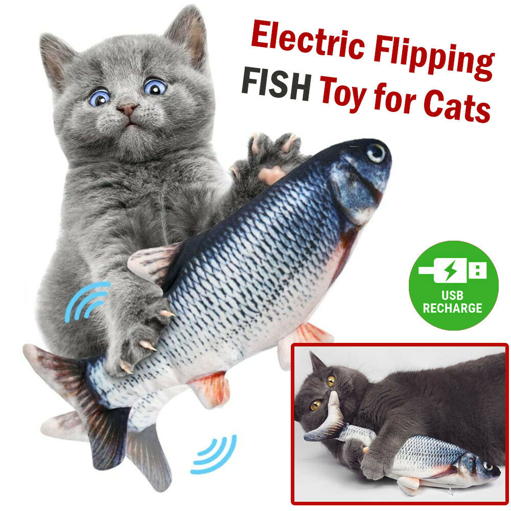 Juguete eléctrico para gatos y peces, juguete interactivo realista para gatitos que saltan y bailan