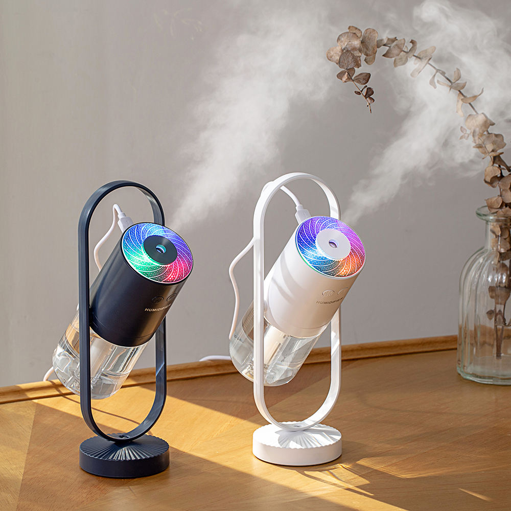 Humidificador de luz colorido portátil de 200 ml, humidificador de coche recargable por USB