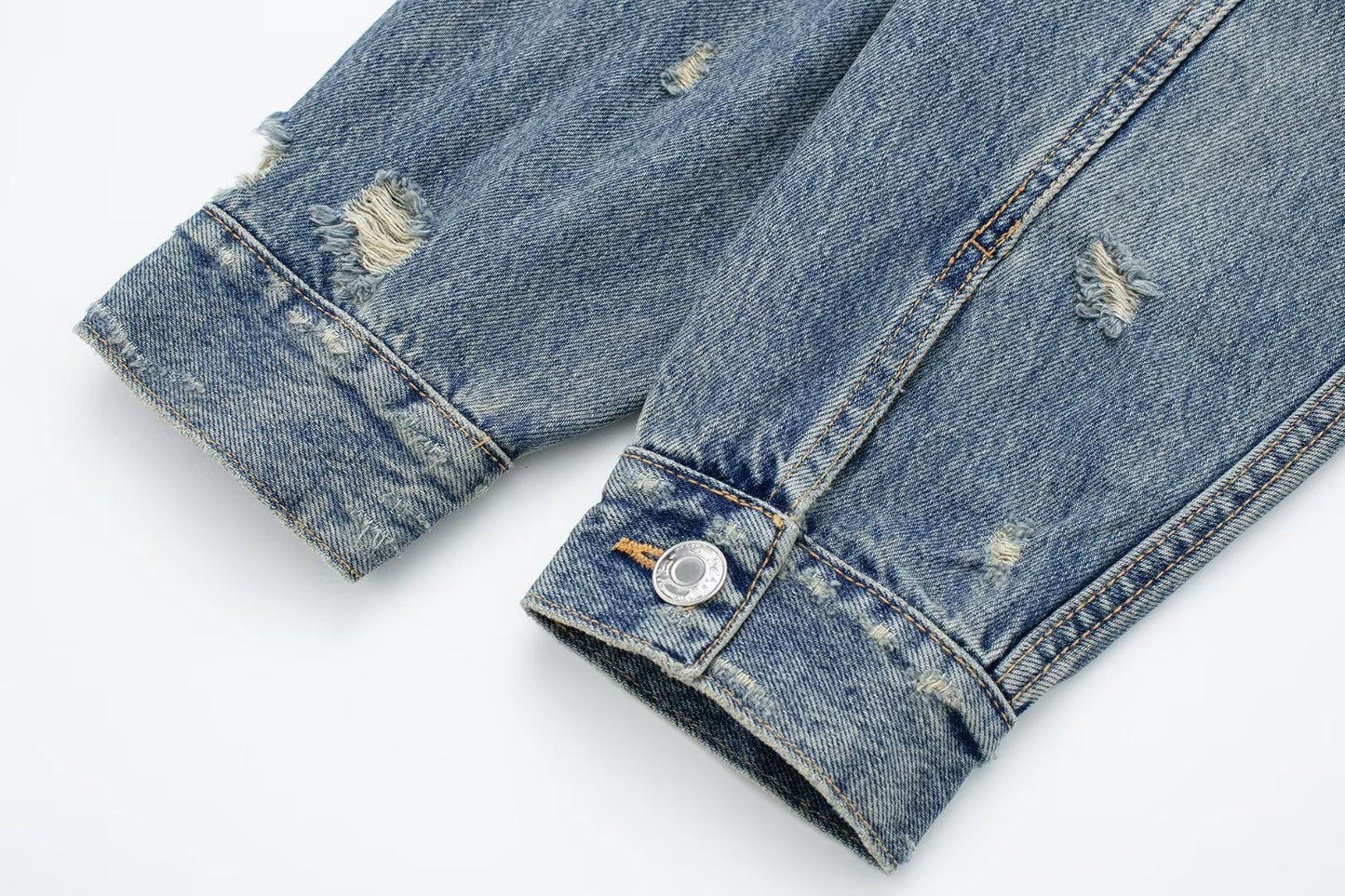 Denim Perforated Hole Decoration Short Jacket