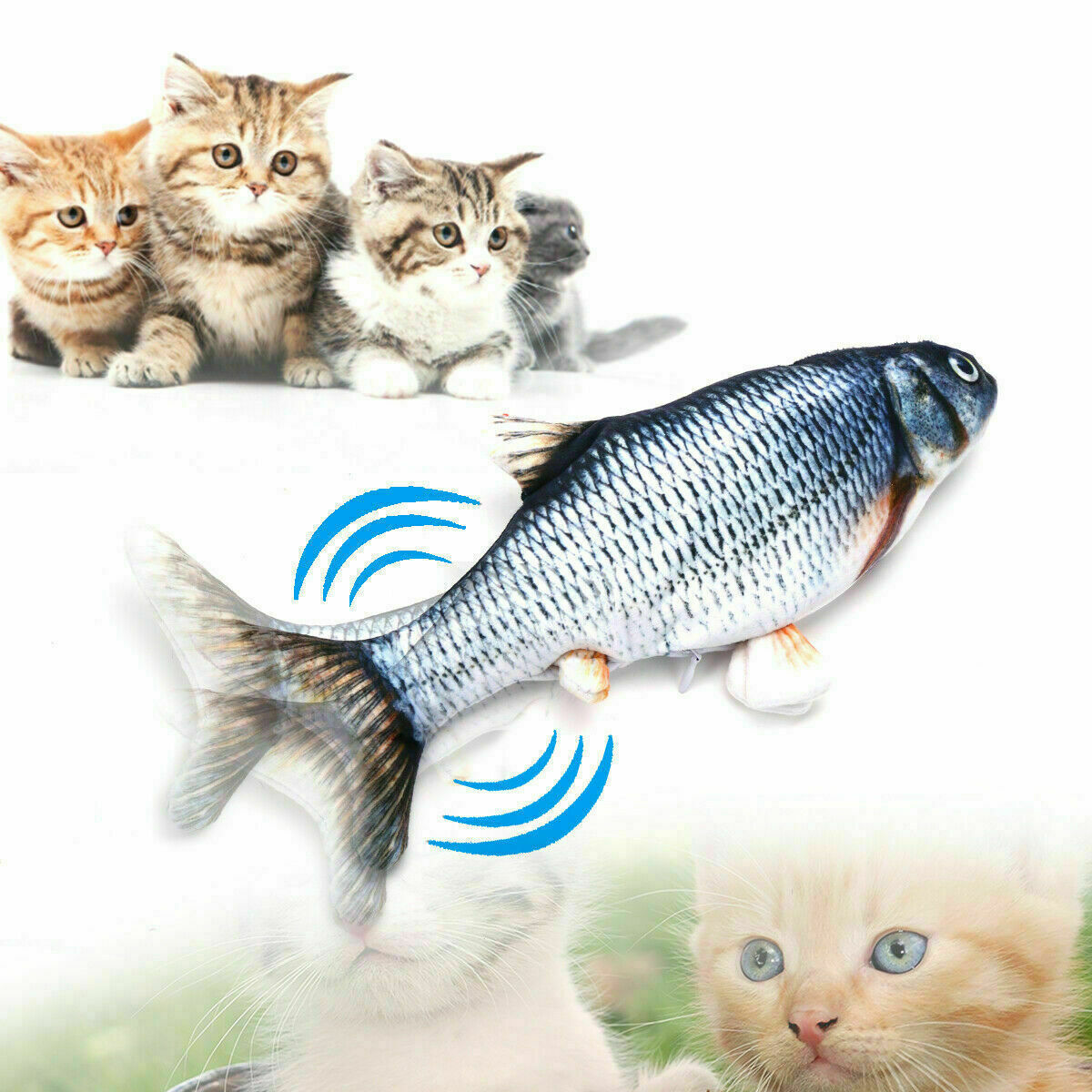 Juguete eléctrico para gatos y peces, juguete interactivo realista para gatitos que saltan y bailan