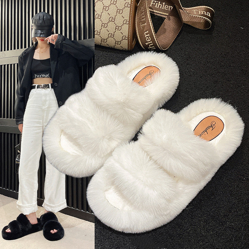 Women's Warm Slugged Bottom Non-slip Plush Slippers