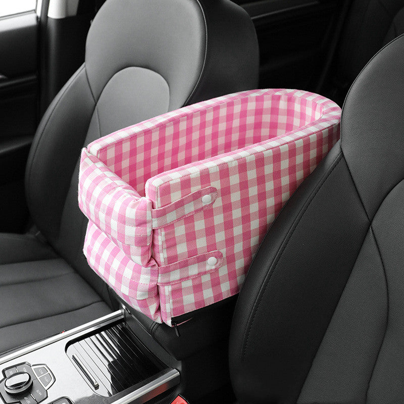 Asiento de coche para perros portátil con Control Central, transportadores antideslizantes para perros, caja de reposabrazos para coche, cama elevadora para mascotas pequeñas de viaje