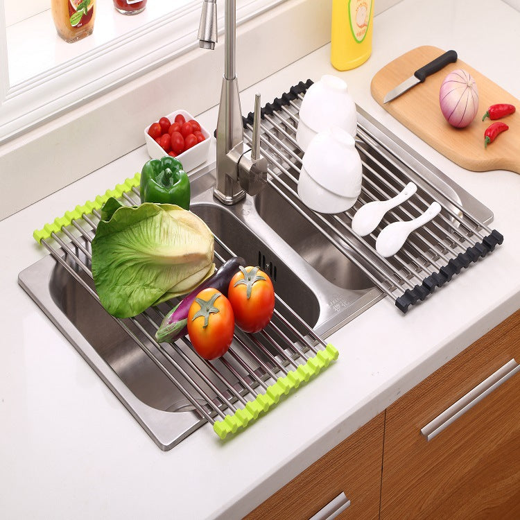 Rejilla plegable para fregadero de cocina, acero inoxidable