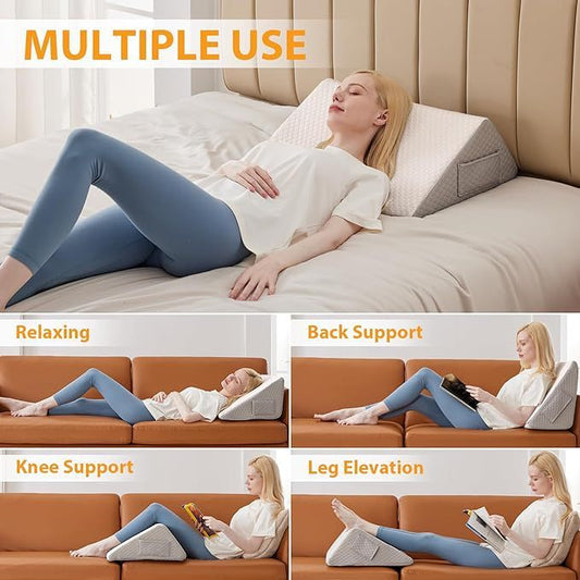 Triangle Memory Foam Knee Wedge Pillow For Relieving Pain Leg Elevation