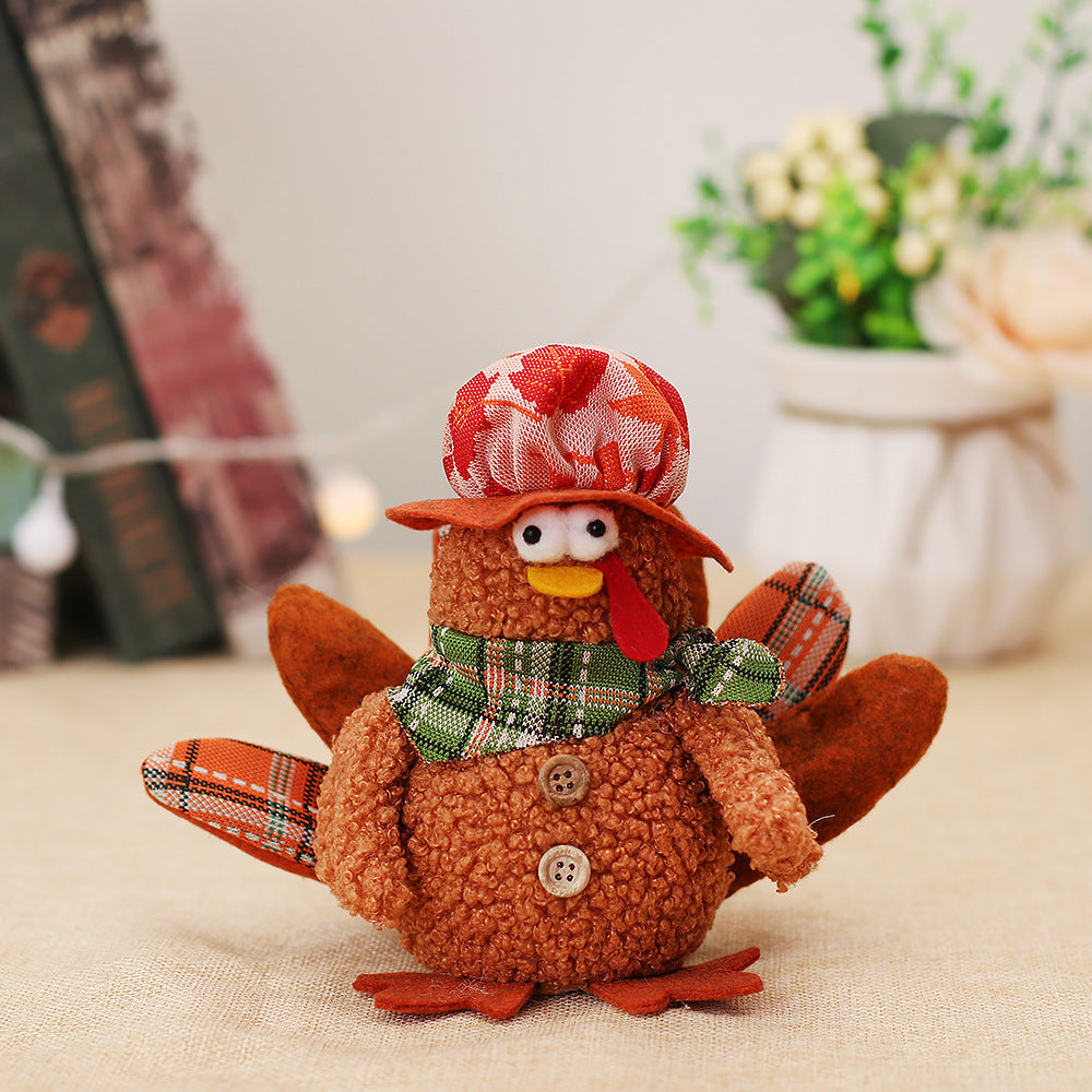 Thanksgiving Scene Decorations Light-emitting Turkey With Tail Doll Ornaments Kindergarten Gifts