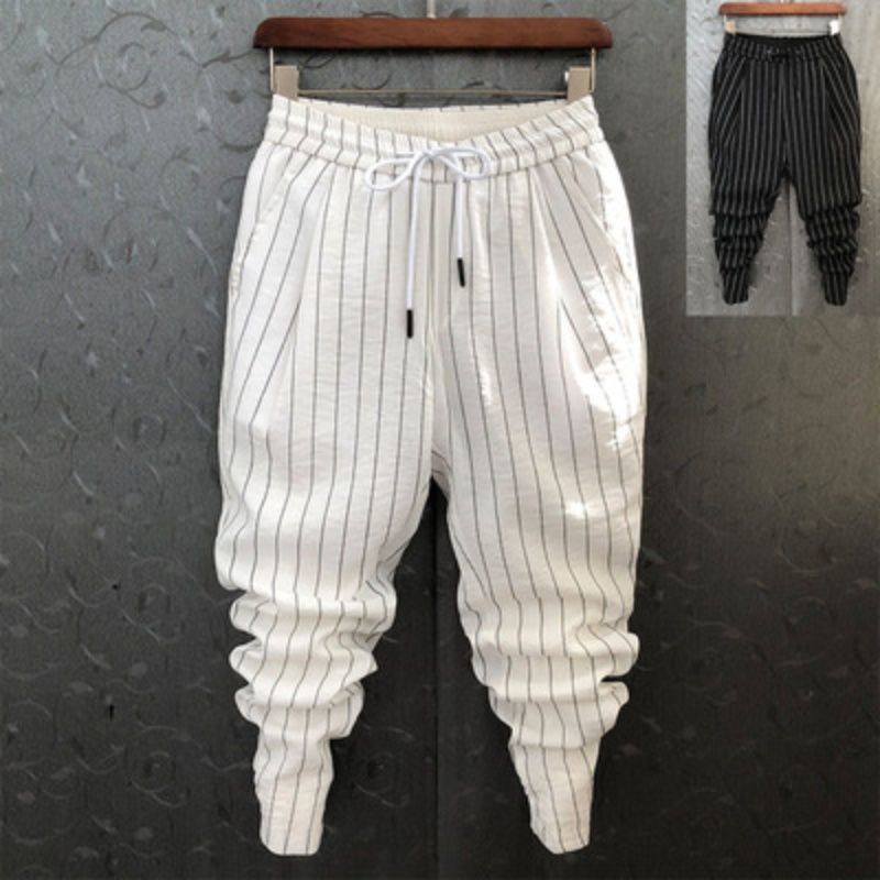 Men's Casual Pants Striped Stretch Slim Fit