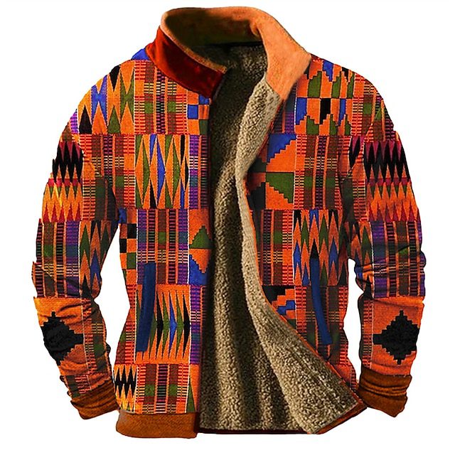 Chaqueta casual con estampado de patchwork de otoño e invierno con estampado 3d para hombres