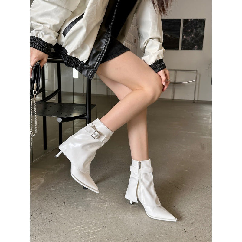 Botas de tobillo de tacón alto de moda para mujer