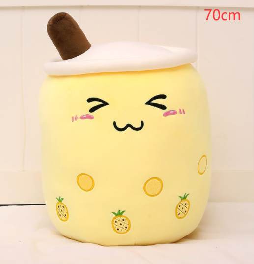 Bonita bebida de frutas de peluche, suave fresa, té de la leche, juguete de taza de té Boba, almohada de té de burbujas, cojín, regalo para niños