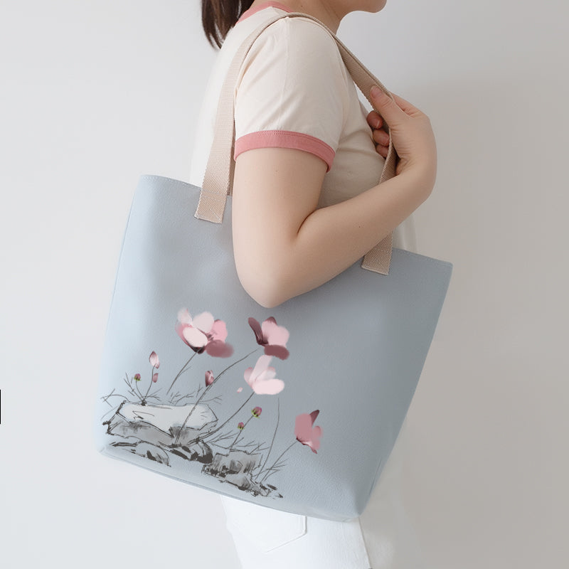 Bolso tote momia de un solo hombro, portátil, artístico, de lona para mujer