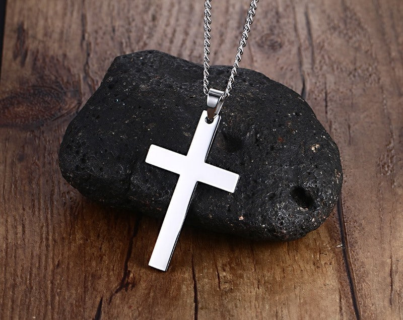 Stainless Steel Cross Pendant Gold Sweater Necklace Black Foreign Trade Accessories Jewellery Accessories Wholesale PN-572