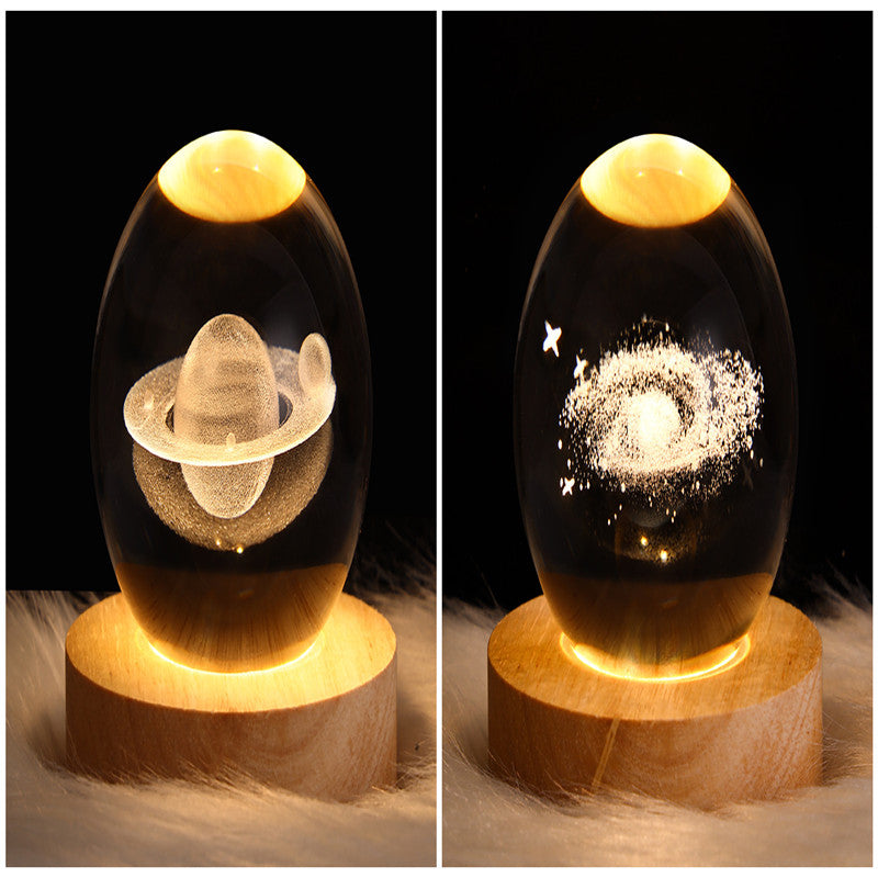 Lámpara LED de noche con forma de bola de cristal para niños, lámpara de mesa 3D con forma de planeta y Luna, decoración del hogar para dormitorio, fiesta, regalos de cumpleaños