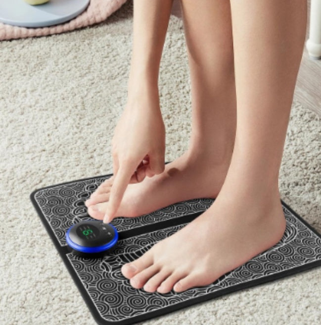 EMS Foot Massager Mat For Neuropathy - Foot Massager For Pain Plantar Relief, Improve Circulation, Muscle Relaxation, Portable & Rechargeable Feet Massager Pad With 6 Modes &19 Levels