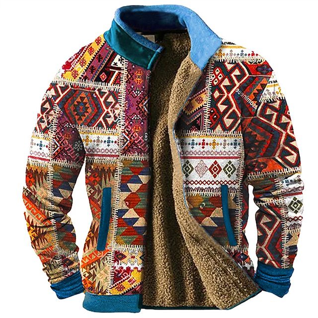 Chaqueta casual con estampado de patchwork de otoño e invierno con estampado 3d para hombres