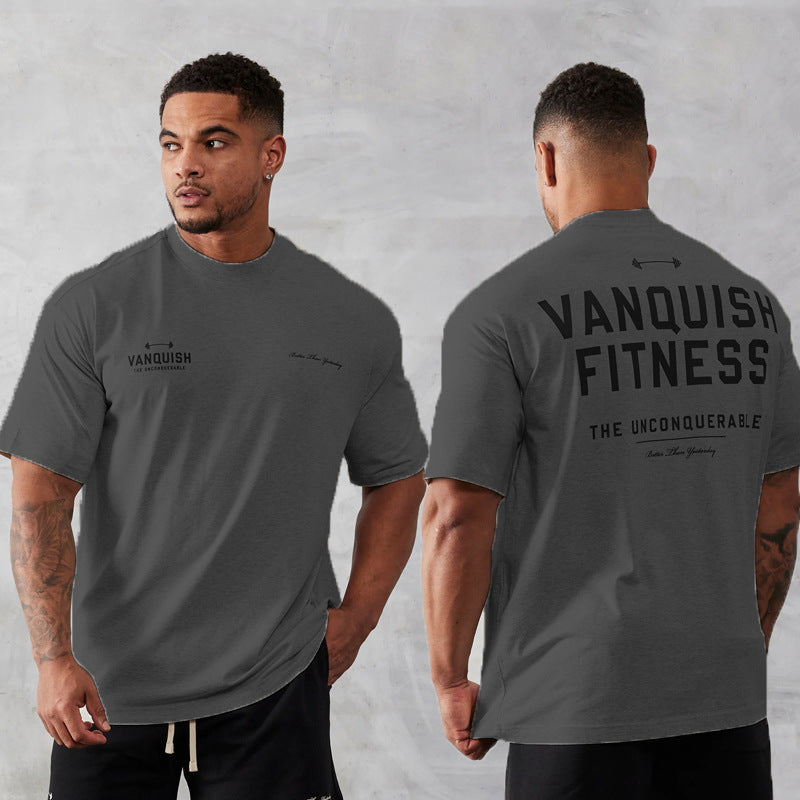 Men's Fitness Sports Pure Cotton Round Neck Short Sleeve T-shirt