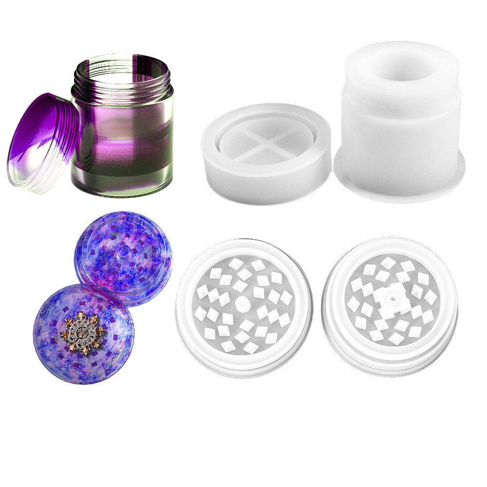 Crystal Epoxy Cylindrical Bottle Herbal Grinder Lotus Grinding Cigarette Case Resin Silicone Mold