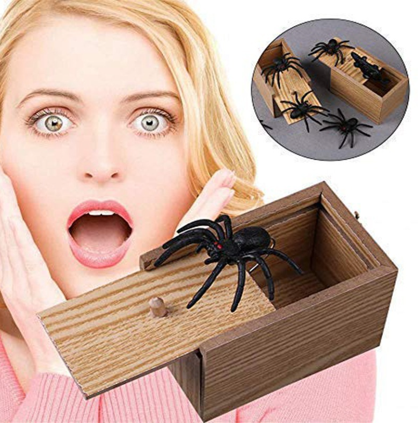 Prank Spider Wooden Scare Box Trick Play Joke Lifelike Surprise April Fools' Day Funny Novelty Toys Gags Practical Gifts