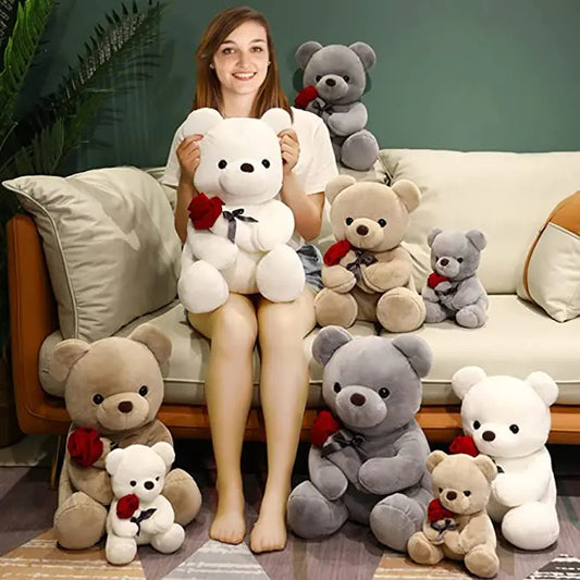 23-45cm nuevo abrazo encantador rosas oso de peluche almohada de peluche muñecos de animales suaves bonito regalo de cumpleaños novia Día de San Valentín