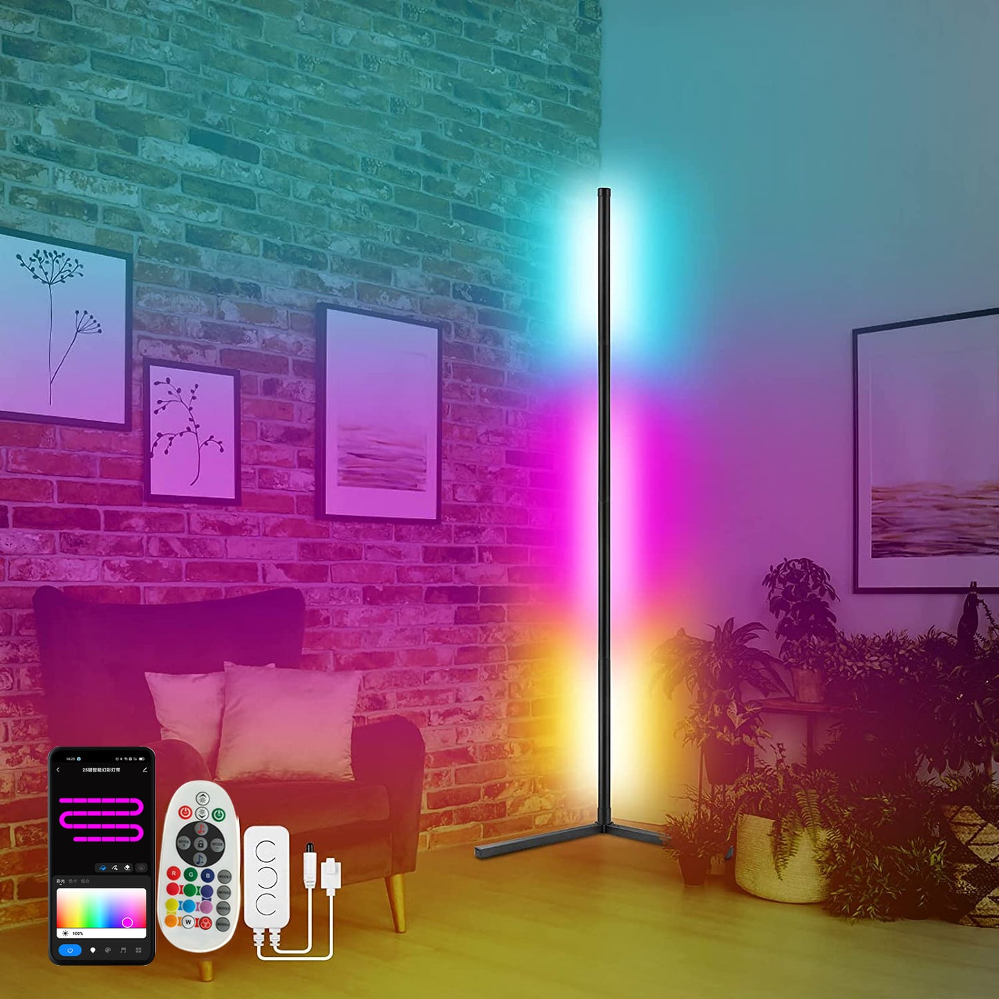 Symphony Bluetooth RGB Floor Graffiti Smart APP Lámpara de atmósfera de esquina