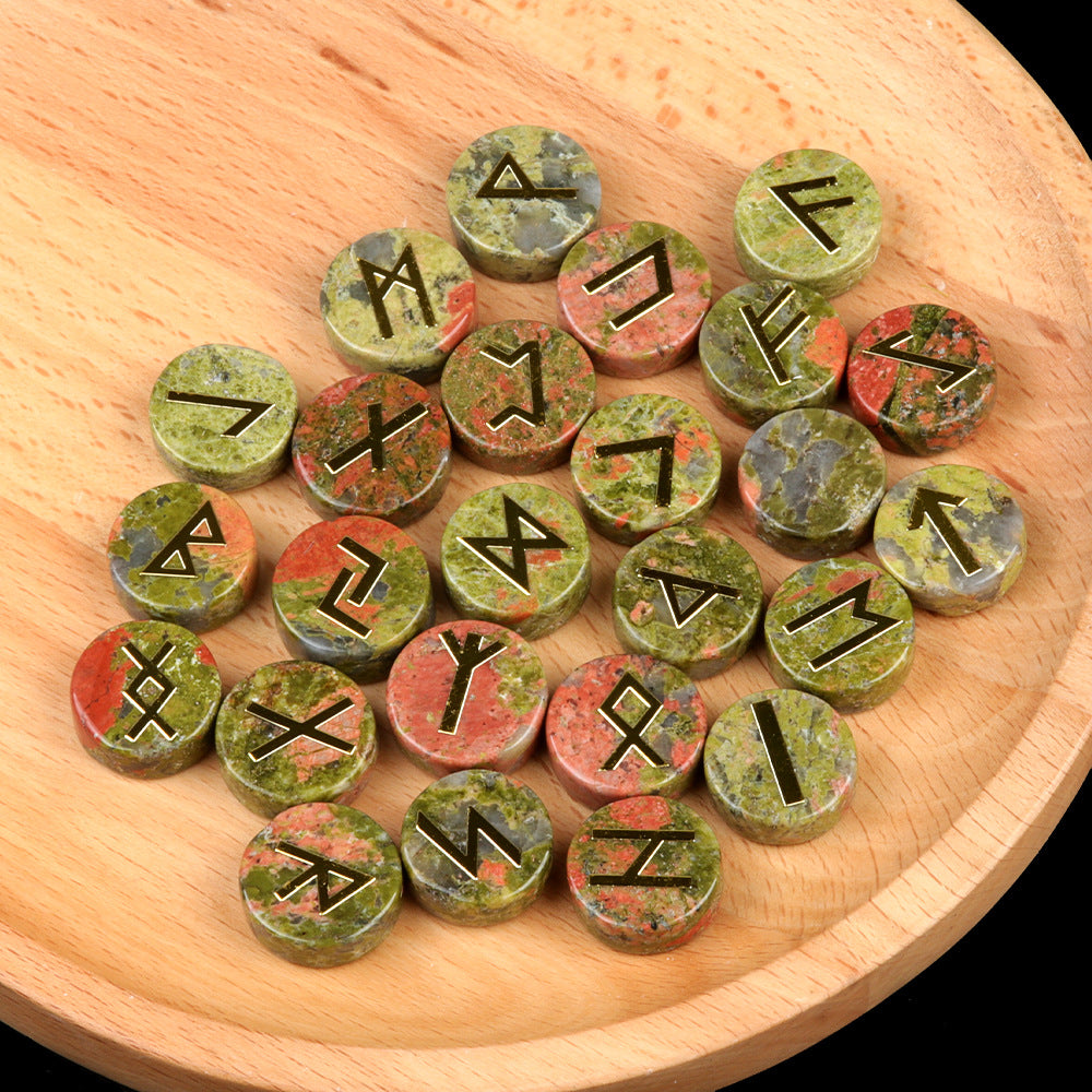 1662-25 Pieces A Pack Of Runes Natural Crystal Agate Luen Letter Wafer Suit Nordic Germanic