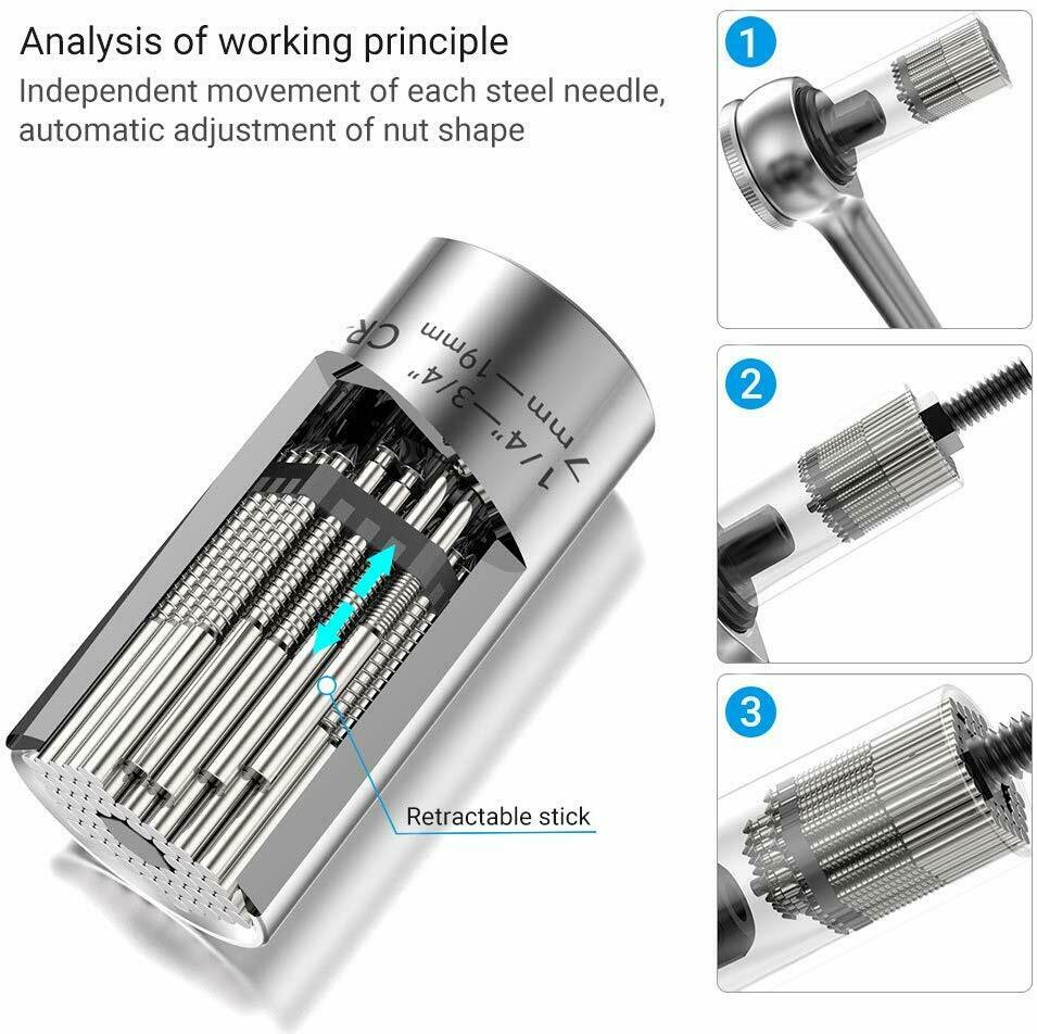 Llave de tubo universal, adaptador de taladro de herramienta de múltiples formas con agarre mágico de cocodrilo