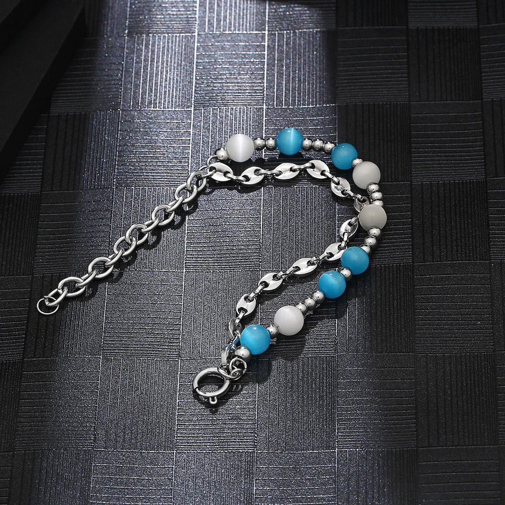 Women's Titanium Steel Stitching Opal Bracelet