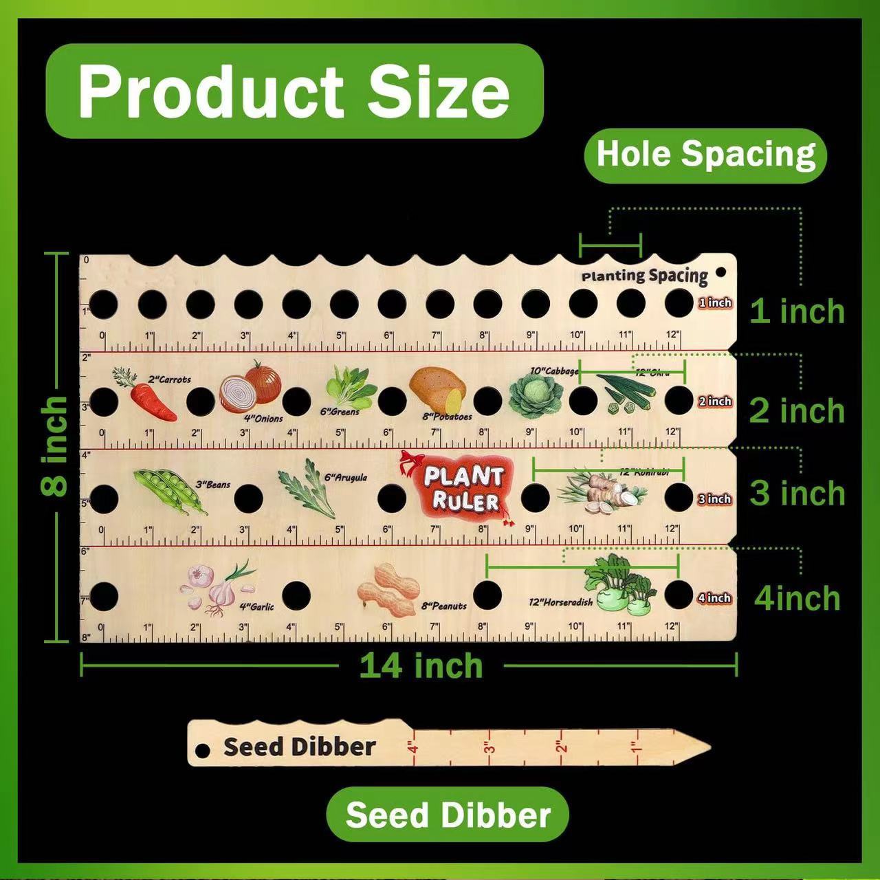 Garden Wooden Multifunctional Seedling Planting Ruler