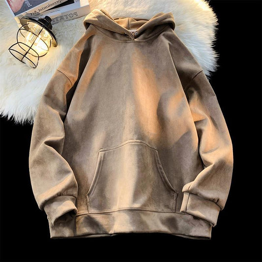 Suede Hooded Sweater Solid Color Men And Women