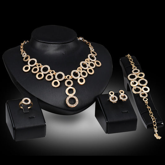 Diamond Jewelry Four-piece Alloy Jewelry Set