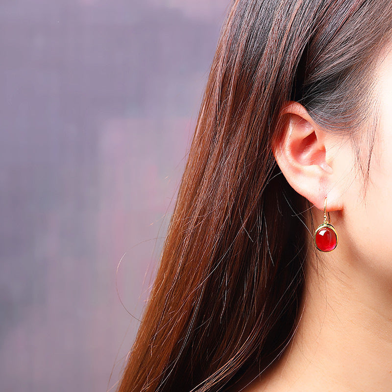 Sterling Silver Gilding Ruby Earrings