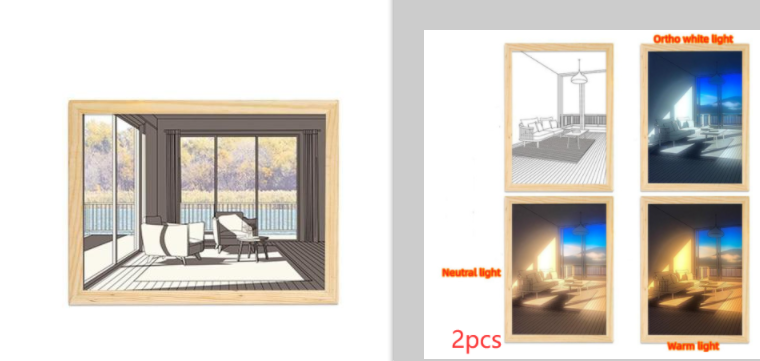 Imagen iluminada LED luz decorativa pintura cabecera imagen estilo creativo moderno simular sol dibujo noche luz regalo