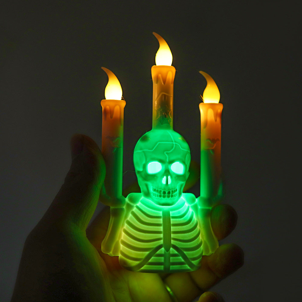 Halloween Skull Candlestick Lamp LED Electronic Candle Light