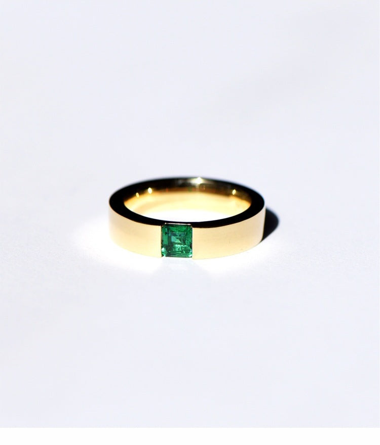 Emerald Zircon Gold Plated Emerald Ring