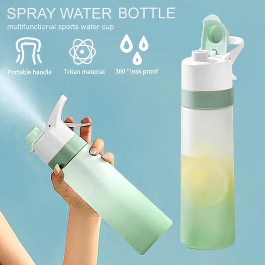 Botella de agua pulverizada para niñas, deporte al aire libre, taza de agua para Fitness, botella pulverizadora de gran capacidad, botellas de viaje, utensilios de cocina