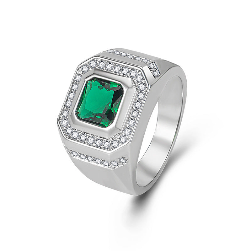 Diamond Emerald Men's Ring