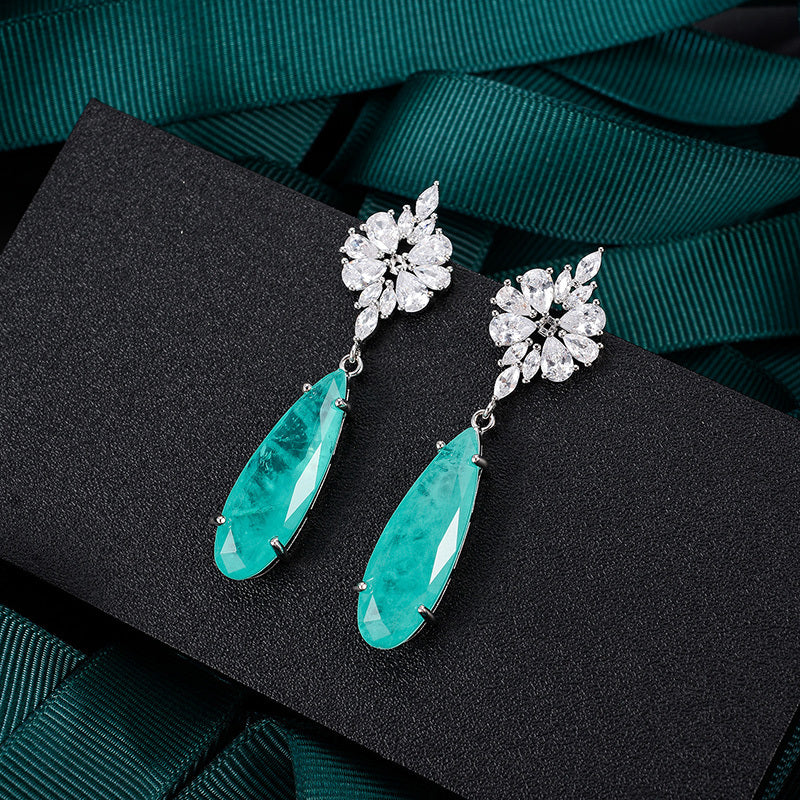 Exquisitely Inlaid Emerald Drop Earrings