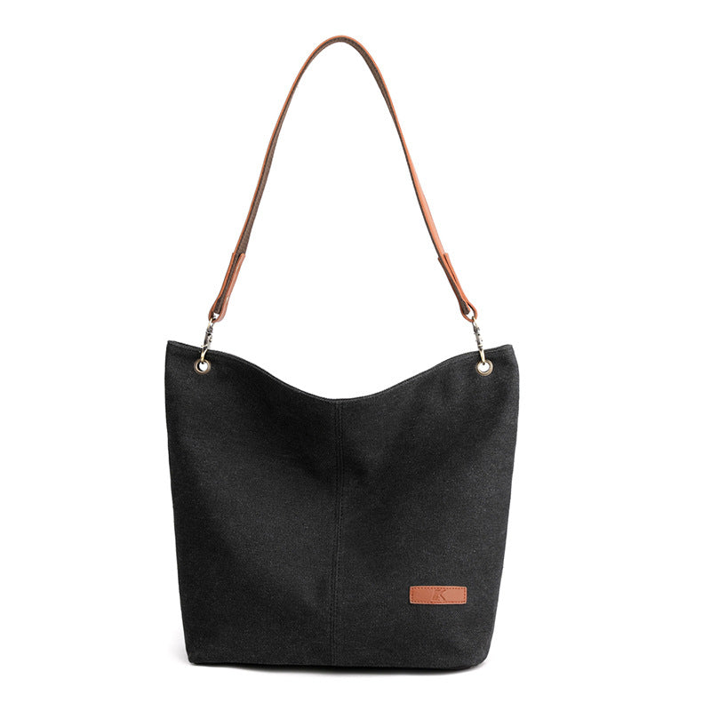 Bolso de hombro de lona informal a la moda para mujer de gran capacidad