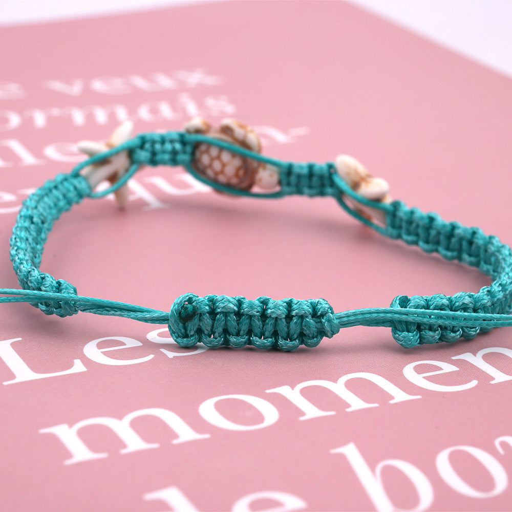 Simple Creative Geometric Ethnic Waxed Wire Turquoise Hand-Woven Anklet