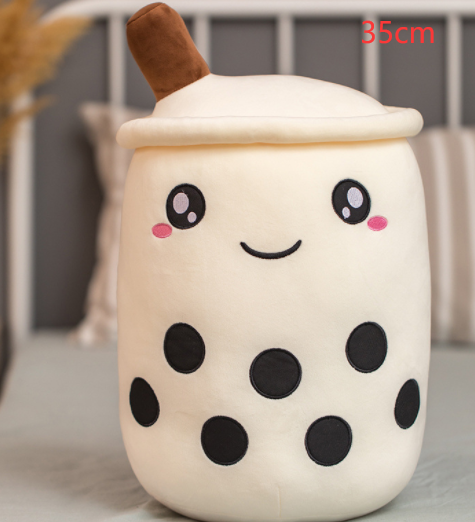 Bonita bebida de frutas de peluche, suave fresa, té de la leche, juguete de taza de té Boba, almohada de té de burbujas, cojín, regalo para niños