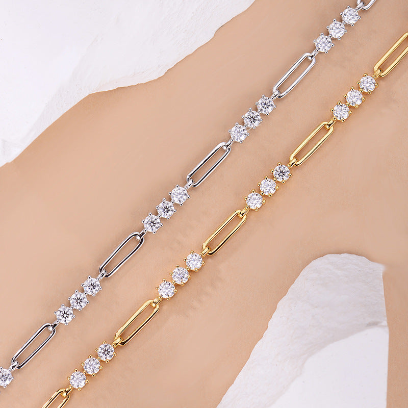 S925 Silver Plating Gold Clip Bracelet