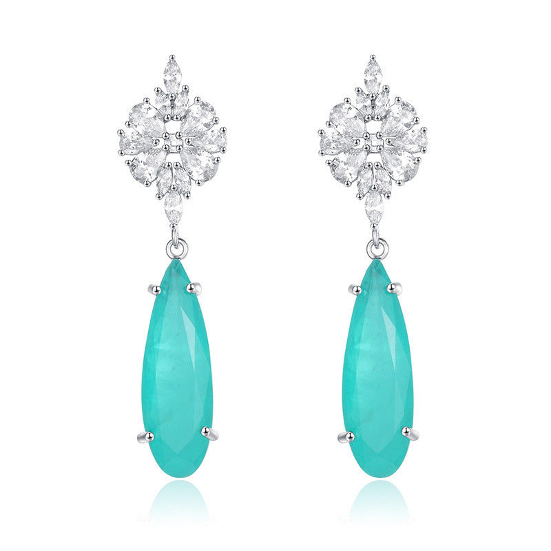 Exquisitely Inlaid Emerald Drop Earrings